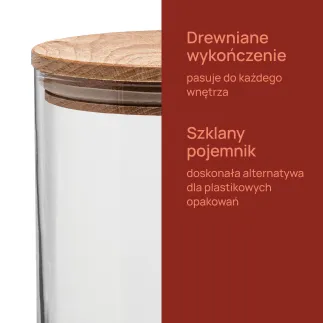 Szklany pojemnik z drewnianym deklem Stor 15 cm