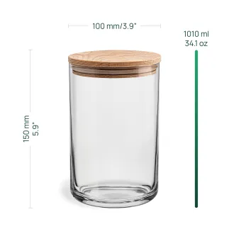 Szklany pojemnik z drewnianym deklem Stor 15 cm