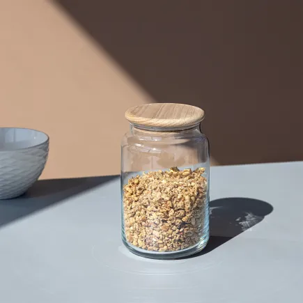 Pojemnik, słoik na żywność z drewnianą pokrywką Stor 15 cm