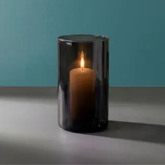 Wazon szklany na kwiaty Luca Smoky, dymione szkło, wysokość 21 cm