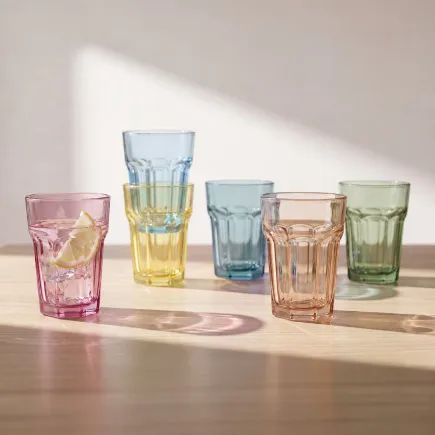 Szklanka do napojów Alva Malaya 370ml - 6 sztuk mix kolorów